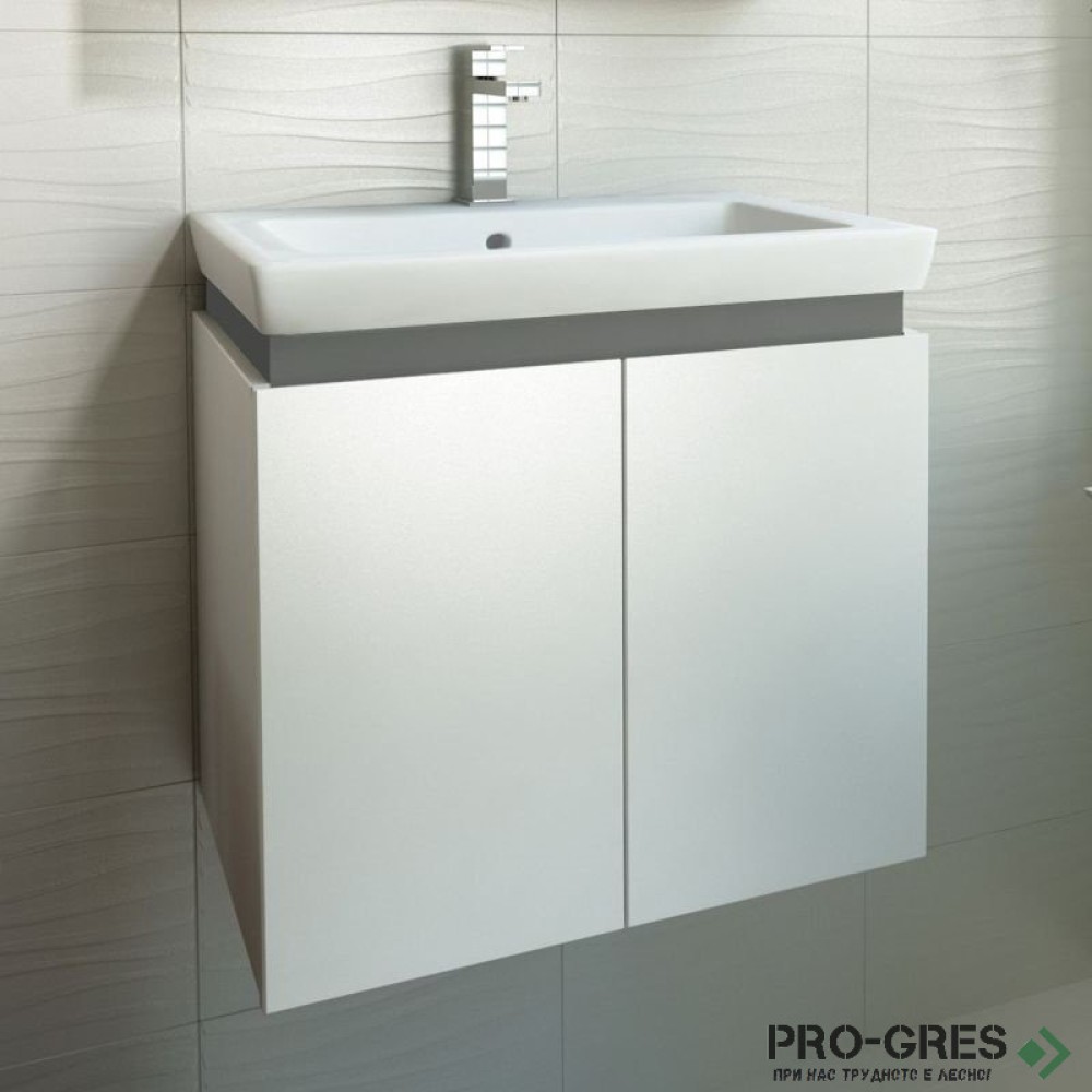 Шкаф за баня 65 см 2 вратички с мивка порцелан,  FLEXMEBEL, PURE , F652DPUR