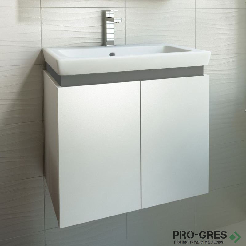 Шкаф за баня 65 см 2 вратички с мивка порцелан,  FLEXMEBEL, PURE , F652DPUR