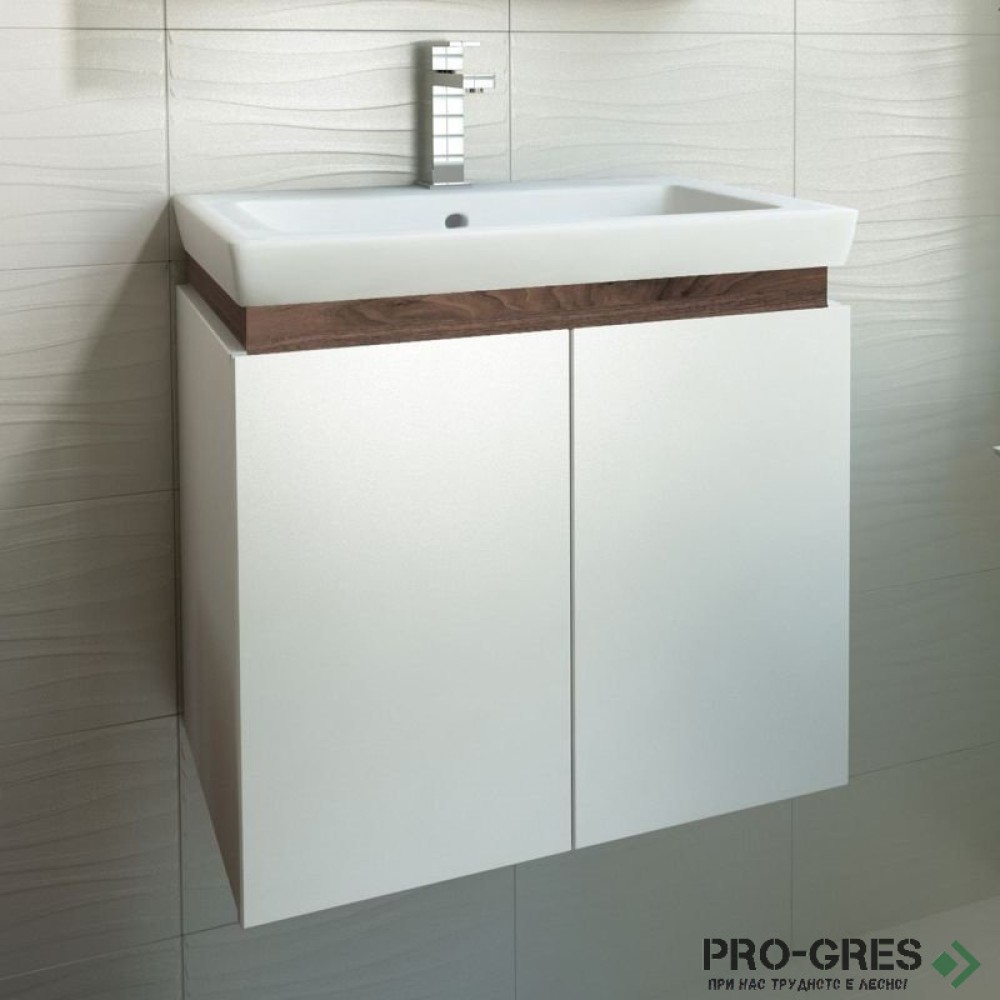 Шкаф за баня 65 см 2 вратички с мивка порцелан,  FLEXMEBEL, PURE , F652DPUR