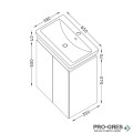 Шкаф за баня 65 см 2 вратички с мивка порцелан,  FLEXMEBEL, PURE , F652DPUR