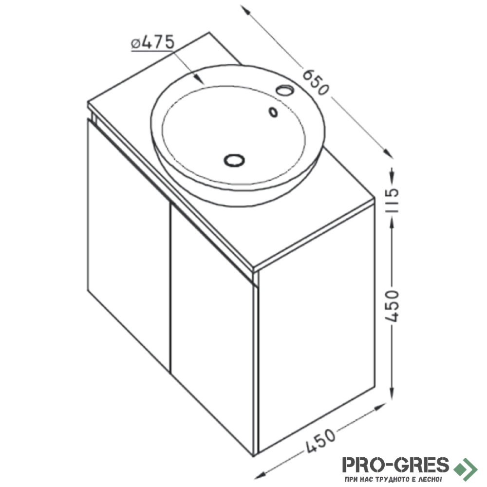 Шкаф за баня 65 см 2 врати,  FLEXMEBEL, TULIP, F652DTUL