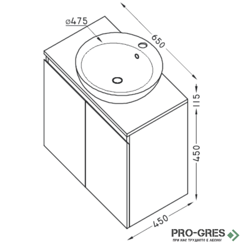 Шкаф за баня 65 см 2 врати,  FLEXMEBEL, TULIP, F652DTUL