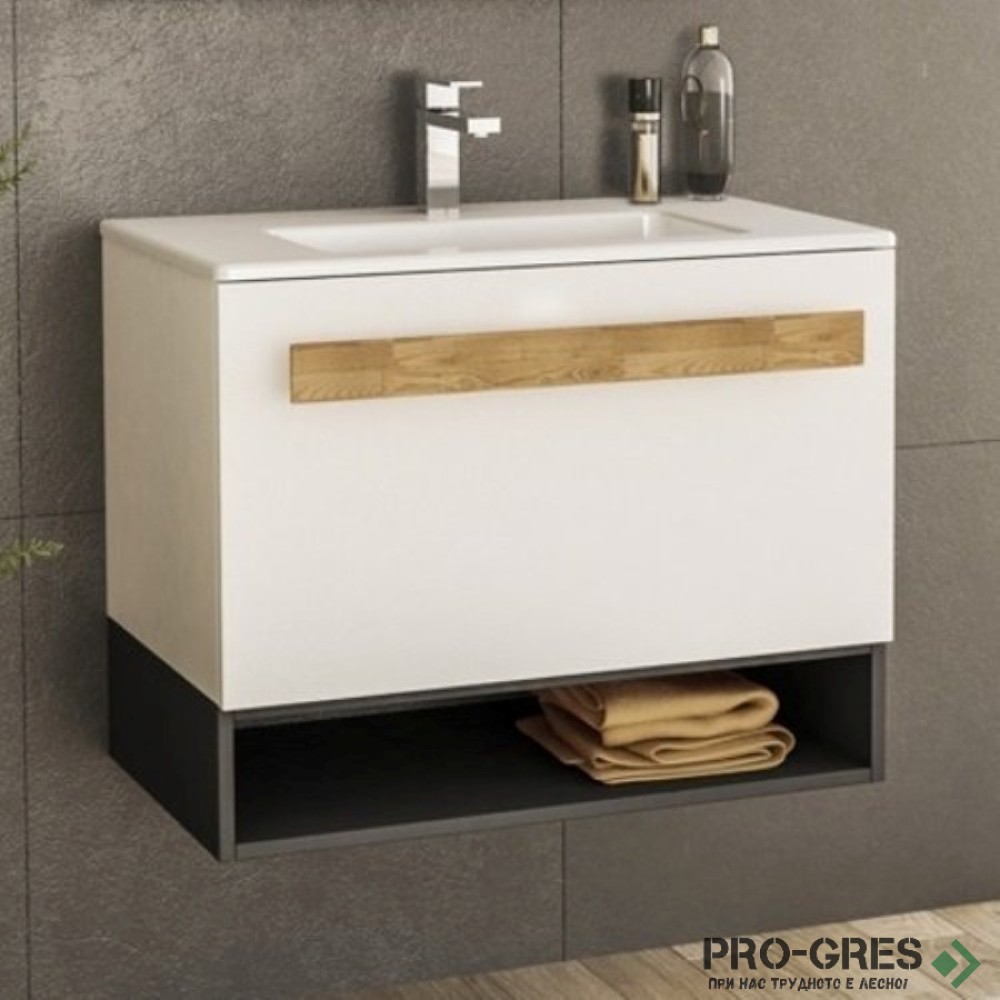 Шкаф за баня 70 см 1 чекмедже с мивка порцелан, FLEXMEBEL, TREND, F701CTRE