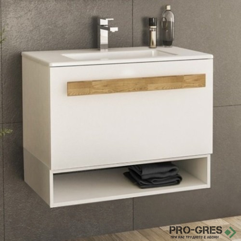 Шкаф за баня 70 см 1 чекмедже с мивка порцелан, FLEXMEBEL, TREND, F701CTRE
