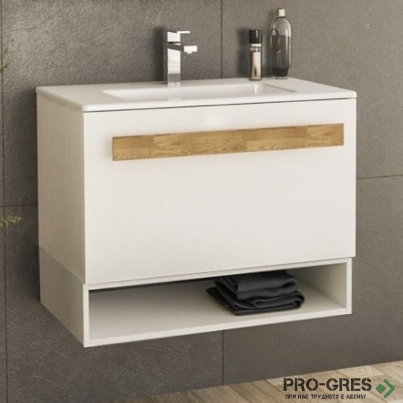 Шкаф за баня 70 см 1 чекмедже с мивка порцелан, FLEXMEBEL, TREND, F701CTRE