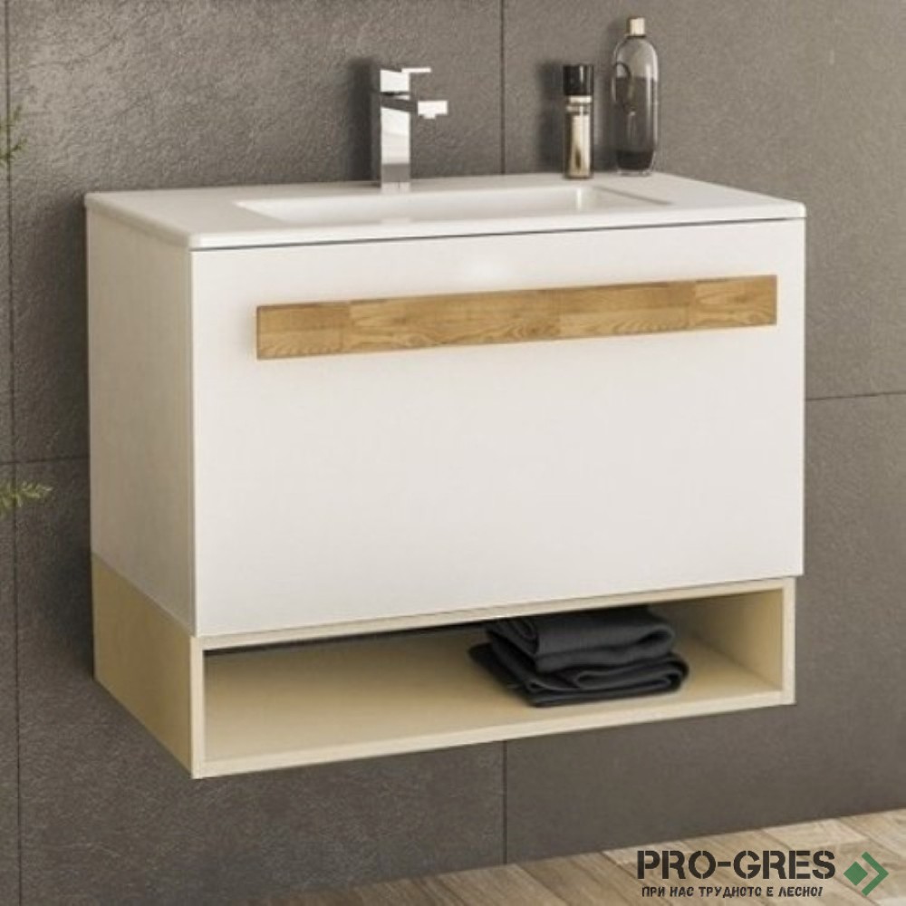 Шкаф за баня 70 см 1 чекмедже с мивка порцелан, FLEXMEBEL, TREND, F701CTRE
