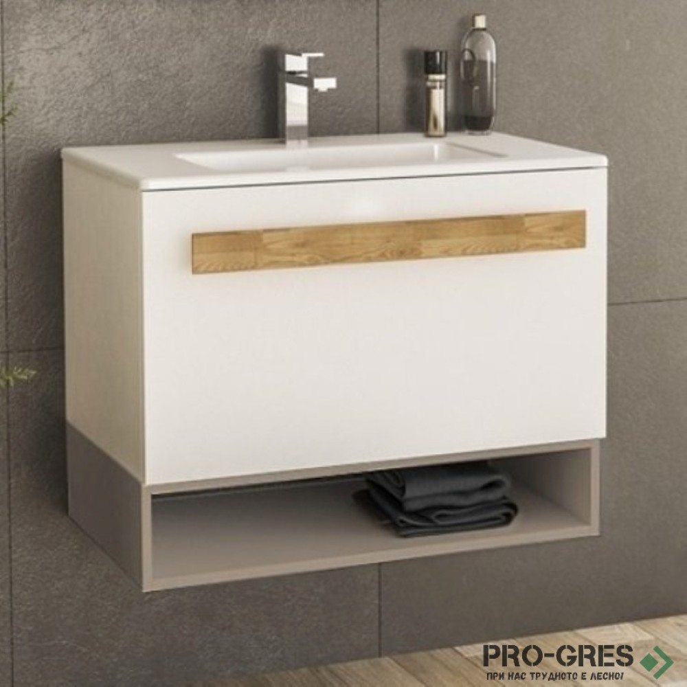 Шкаф за баня 70 см 1 чекмедже с мивка порцелан, FLEXMEBEL, TREND, F701CTRE
