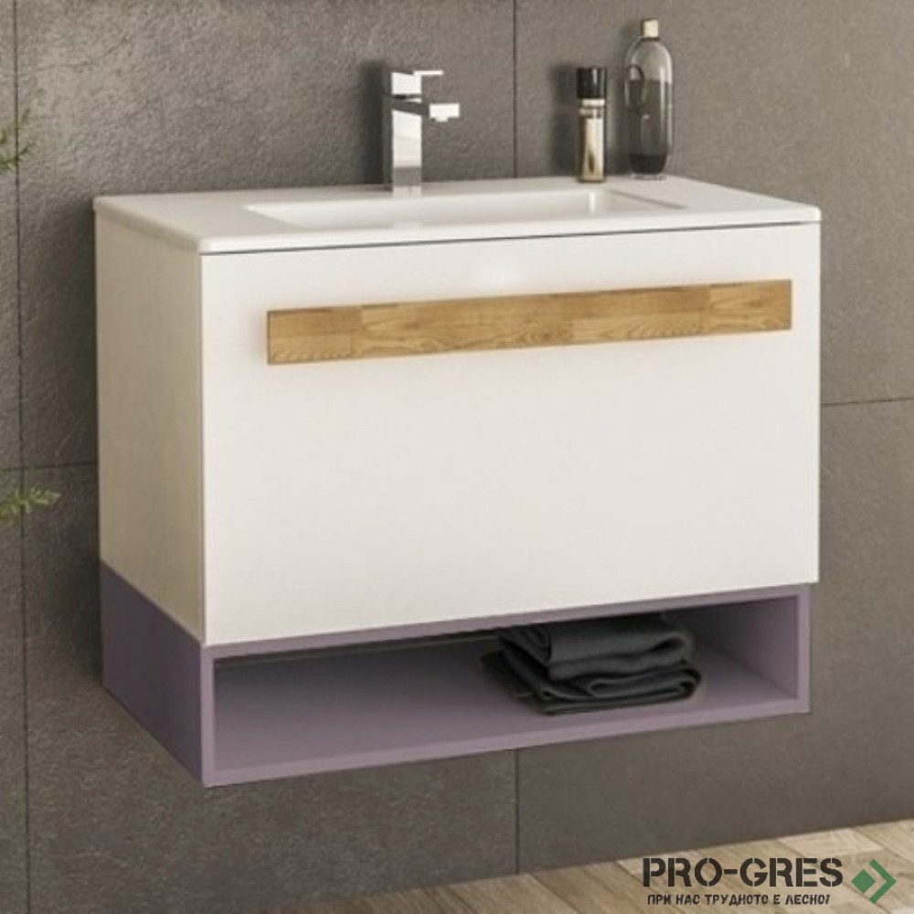 Шкаф за баня 70 см 1 чекмедже с мивка порцелан, FLEXMEBEL, TREND, F701CTRE