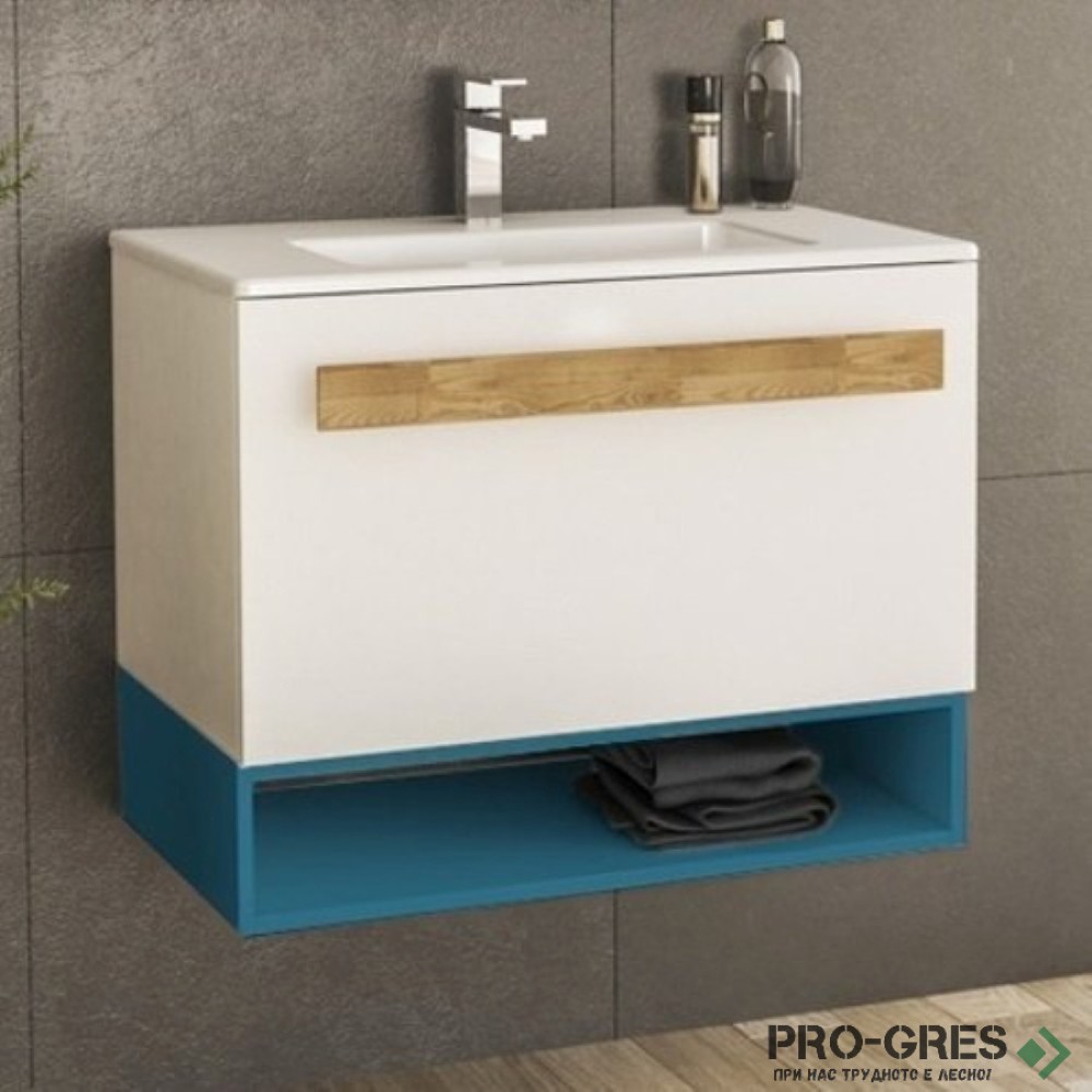 Шкаф за баня 70 см 1 чекмедже с мивка порцелан, FLEXMEBEL, TREND, F701CTRE