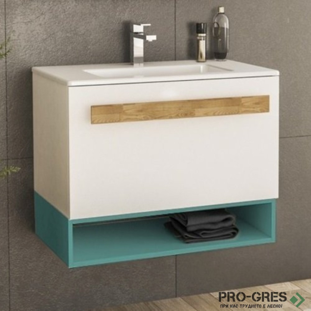 Шкаф за баня 70 см 1 чекмедже с мивка порцелан, FLEXMEBEL, TREND, F701CTRE