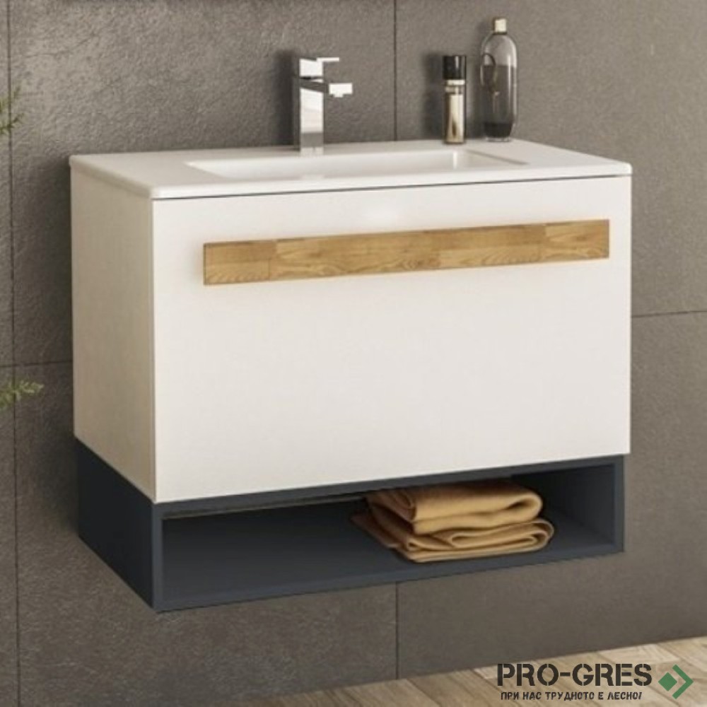 Шкаф за баня 70 см 1 чекмедже с мивка порцелан, FLEXMEBEL, TREND, F701CTRE