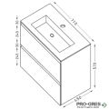 Шкаф за баня 70 см 2 чекмеджета с мивка порцелан, FLEXMEBEL, TENSO, F702CTEN