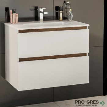 Шкаф за баня 70 см 2 чекмеджета с мивка порцелан, FLEXMEBEL, TENSO, F702CTEN