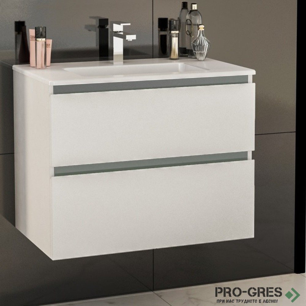 Шкаф за баня 70 см 2 чекмеджета с мивка порцелан, FLEXMEBEL, TENSO, F702CTEN