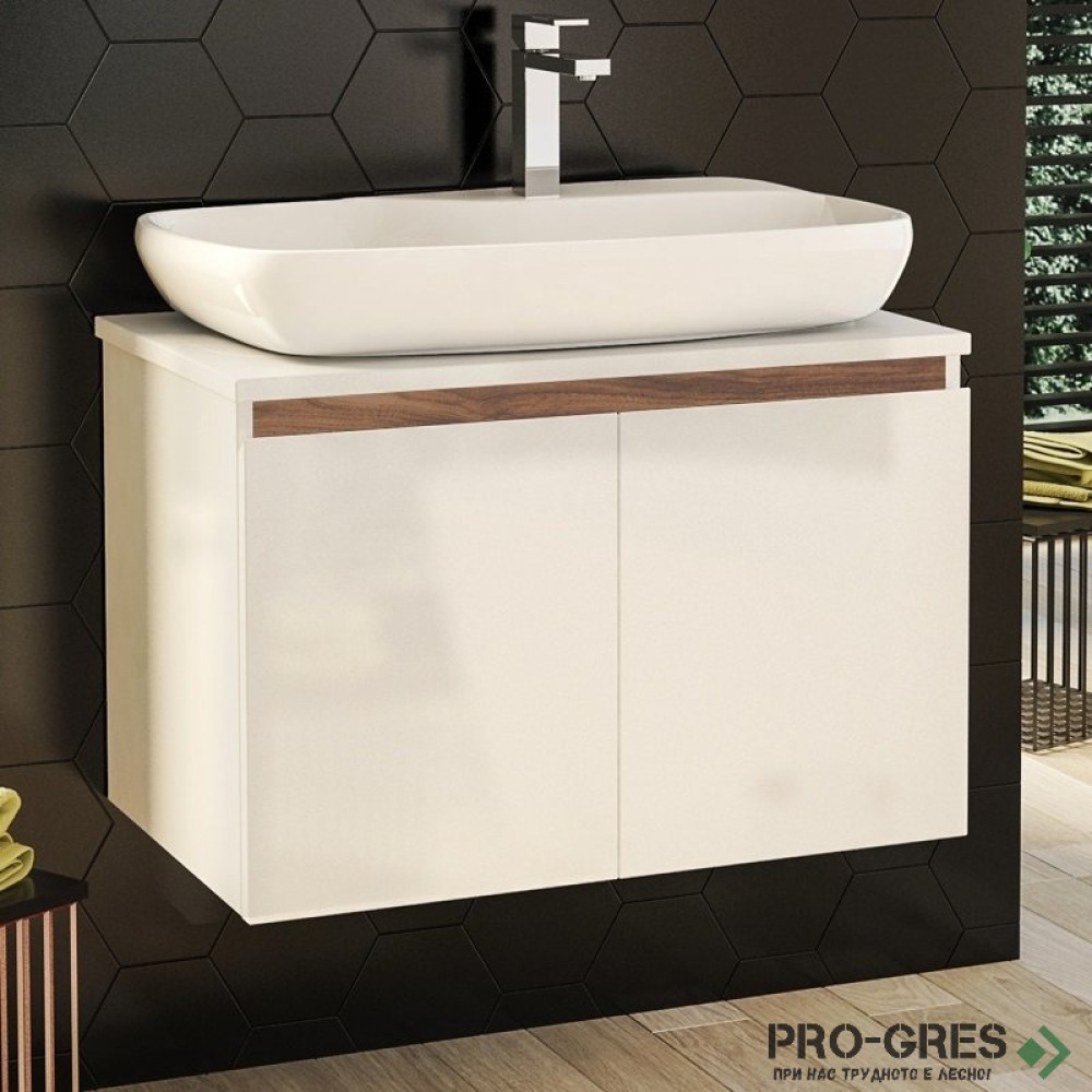Шкаф за баня 70 см 2 врати с мивка порцелан,  FLEXMEBEL, NOVE,  F702DNOV