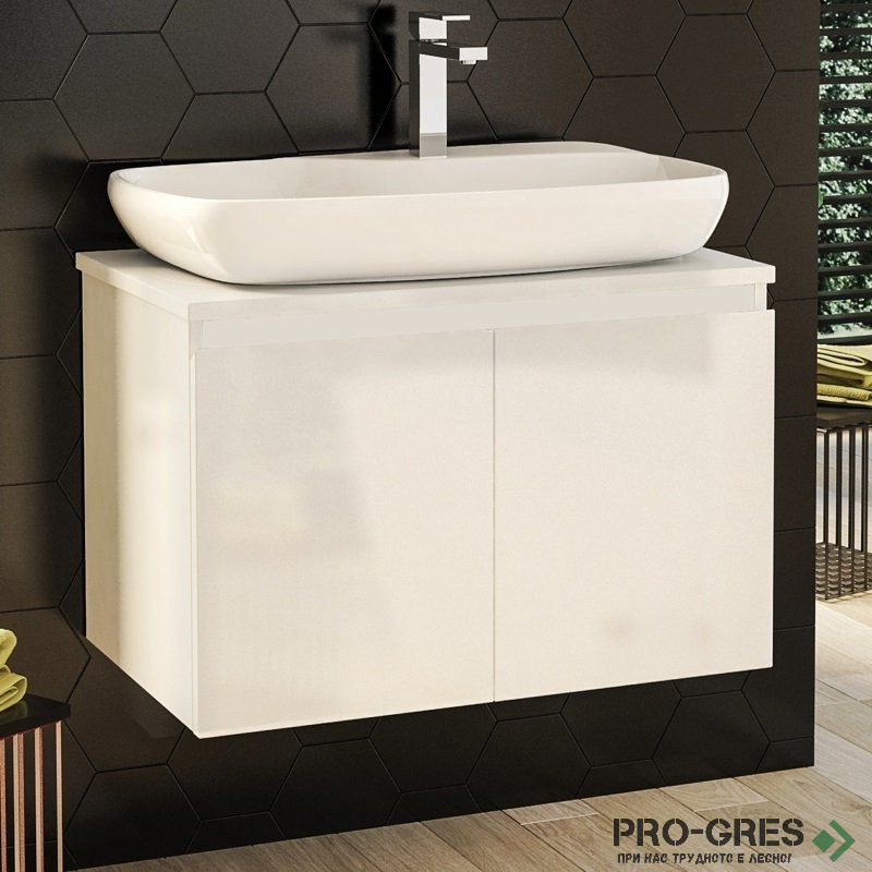 Шкаф за баня 70 см 2 врати с мивка порцелан,  FLEXMEBEL, NOVE,  F702DNOV