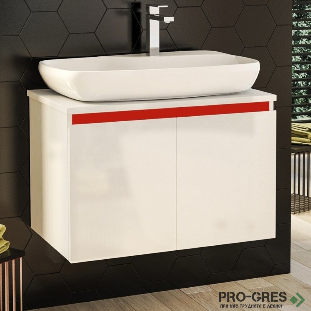 Шкаф за баня 70 см 2 врати с мивка порцелан,  FLEXMEBEL, NOVE,  F702DNOV