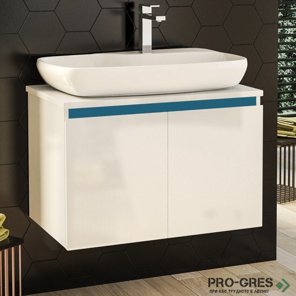 Шкаф за баня 70 см 2 врати с мивка порцелан,  FLEXMEBEL, NOVE,  F702DNOV