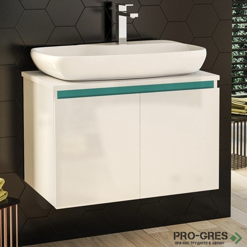 Шкаф за баня 70 см 2 врати с мивка порцелан,  FLEXMEBEL, NOVE,  F702DNOV
