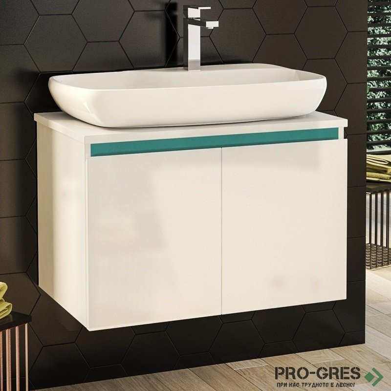 Шкаф за баня 70 см 2 врати с мивка порцелан,  FLEXMEBEL, NOVE,  F702DNOV