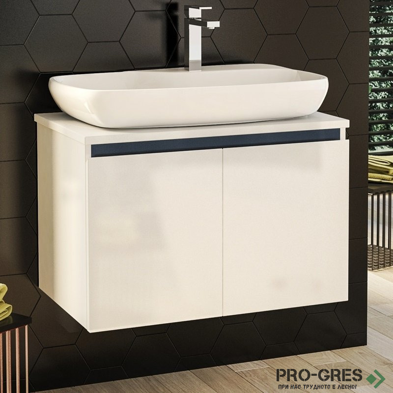 Шкаф за баня 70 см 2 врати с мивка порцелан,  FLEXMEBEL, NOVE,  F702DNOV