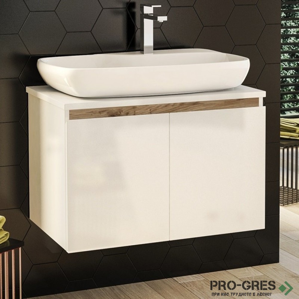 Шкаф за баня 70 см 2 врати с мивка порцелан,  FLEXMEBEL, NOVE,  F702DNOV