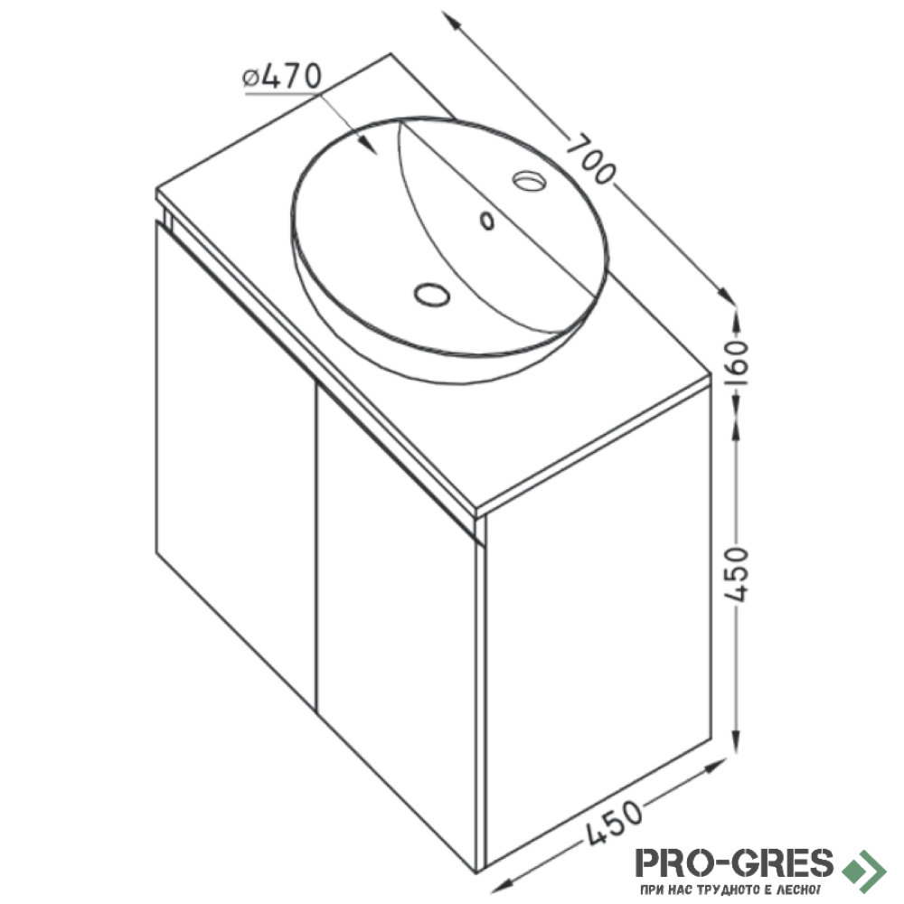 Шкаф за баня 70 см 2 вратички, FLEXMEBEL, SOUL, F702DSOU