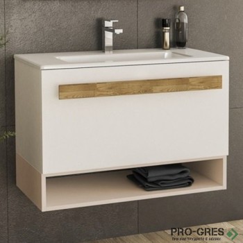 Шкаф за баня 80 см 1 чекмедже с мивка порцелан, FLEXMEBEL, TREND, F801CTRE