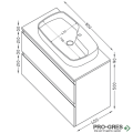 Шкаф за баня 80 см 2 чекмеджета с мивка порцелан, FLEXMEBEL, NOVE,  F802CNOV