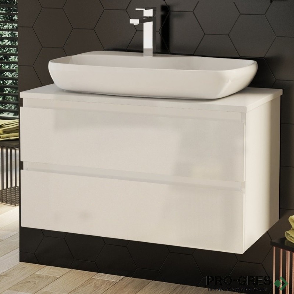 Шкаф за баня 80 см 2 чекмеджета с мивка порцелан, FLEXMEBEL, NOVE,  F802CNOV