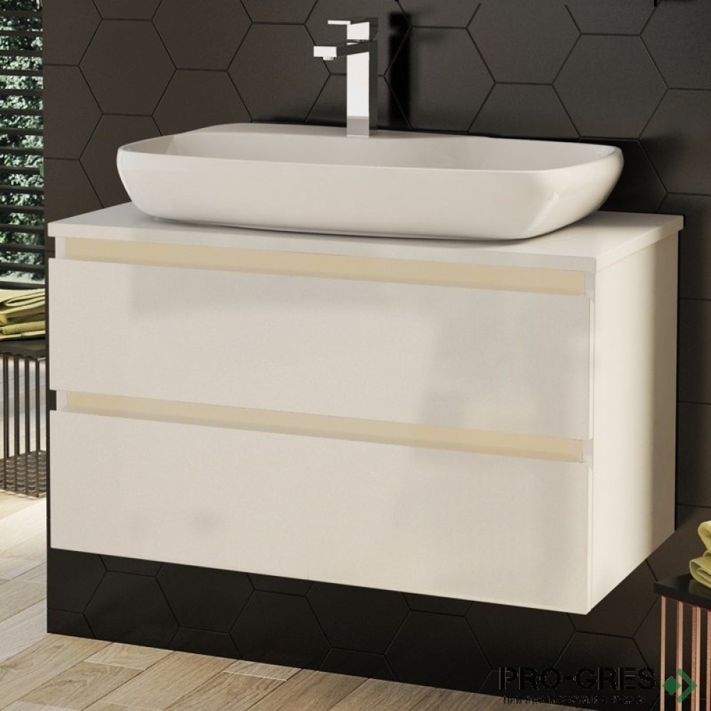 Шкаф за баня 80 см 2 чекмеджета с мивка порцелан, FLEXMEBEL, NOVE,  F802CNOV