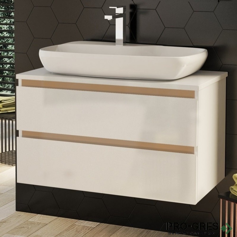 Шкаф за баня 80 см 2 чекмеджета с мивка порцелан, FLEXMEBEL, NOVE,  F802CNOV