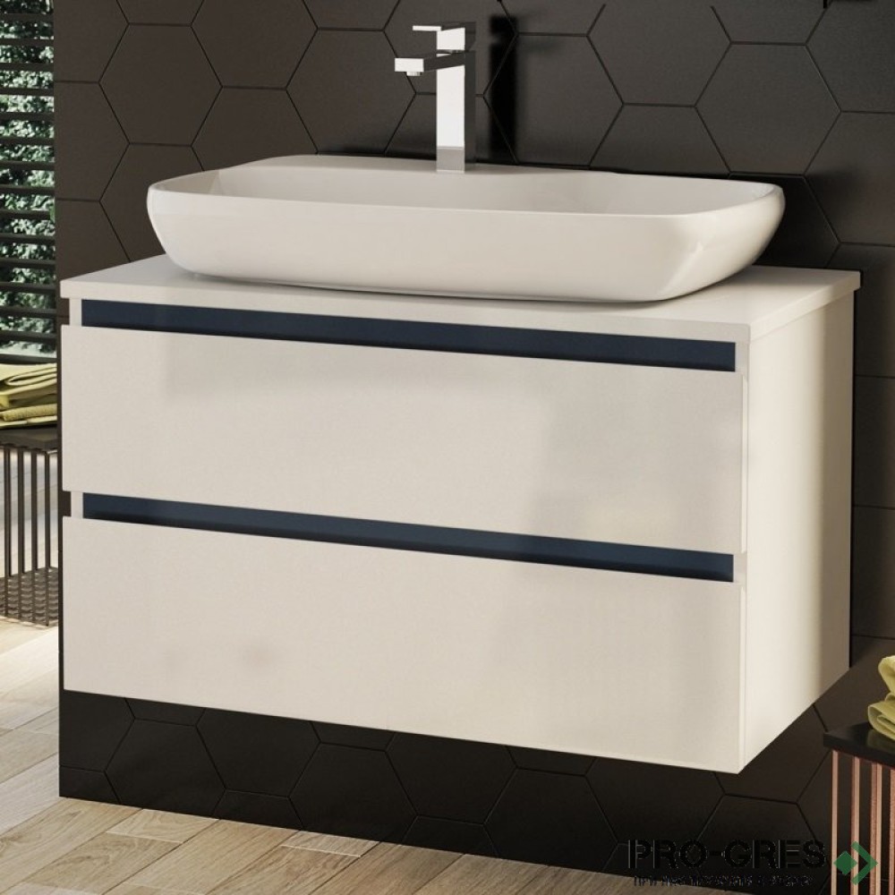 Шкаф за баня 80 см 2 чекмеджета с мивка порцелан, FLEXMEBEL, NOVE,  F802CNOV