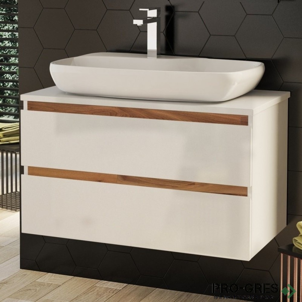 Шкаф за баня 80 см 2 чекмеджета с мивка порцелан, FLEXMEBEL, NOVE,  F802CNOV