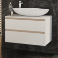 Шкаф за баня 80 см 2 чекмеджета мивка порцелан,  FLEXMEBEL, OMNIA, F802COMN