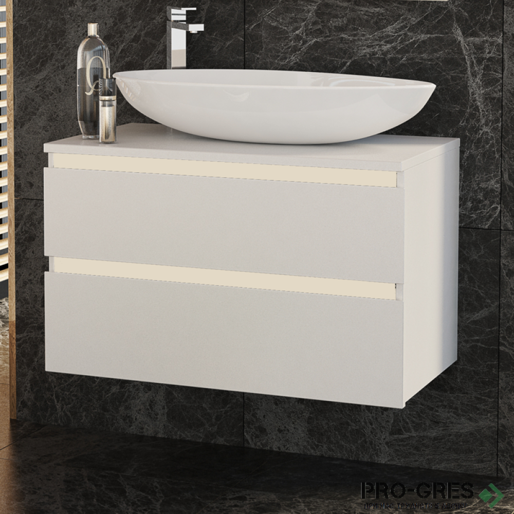 Шкаф за баня 80 см 2 чекмеджета мивка порцелан,  FLEXMEBEL, OMNIA, F802COMN