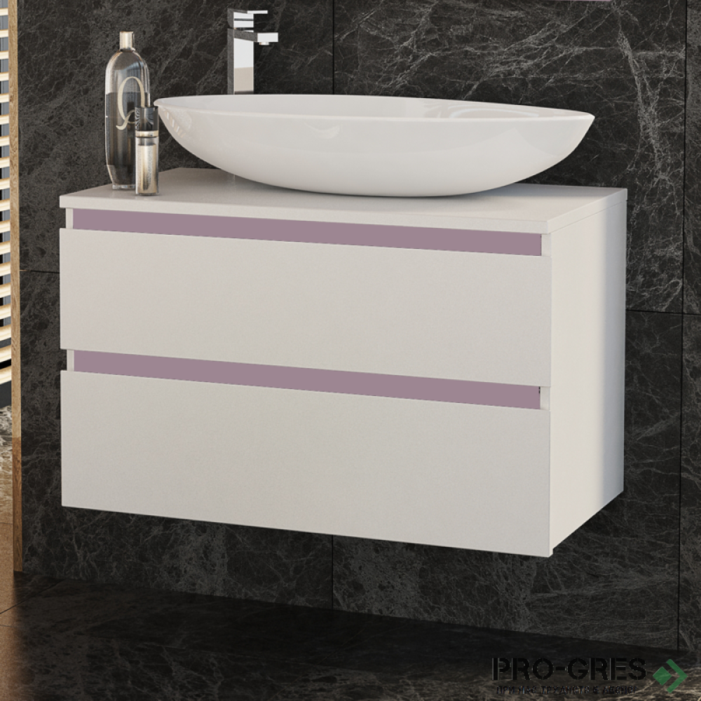 Шкаф за баня 80 см 2 чекмеджета мивка порцелан,  FLEXMEBEL, OMNIA, F802COMN