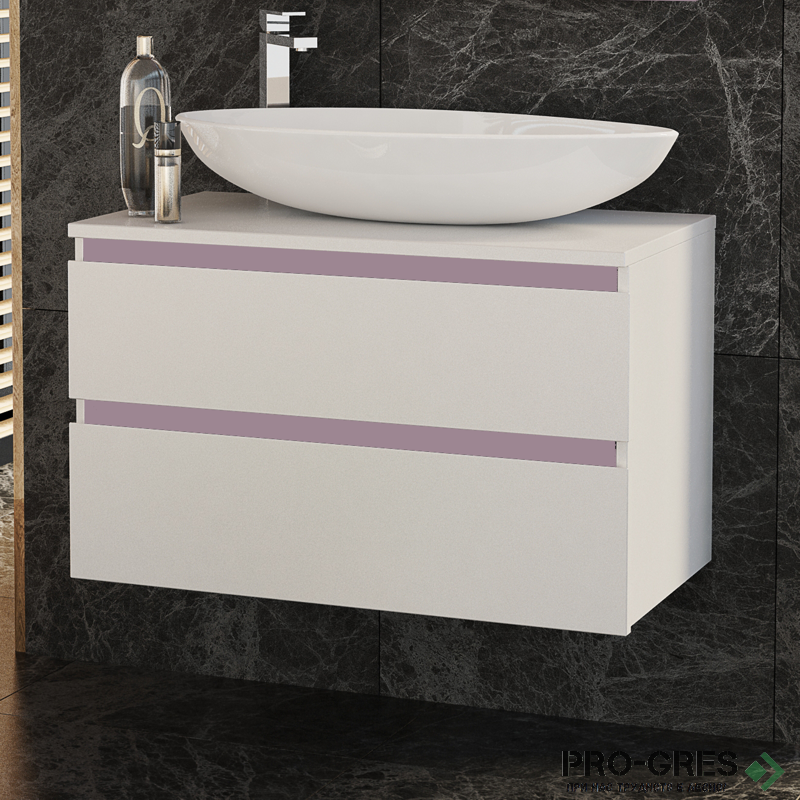 Шкаф за баня 80 см 2 чекмеджета мивка порцелан,  FLEXMEBEL, OMNIA, F802COMN