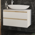 Шкаф за баня 80 см 2 чекмеджета мивка порцелан,  FLEXMEBEL, OMNIA, F802COMN