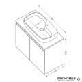Шкаф за баня 80 см 2 врати с мивка порцелан, FLEXMEBEL, NOVE, F802DNOV