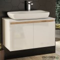 Шкаф за баня 80 см 2 врати с мивка порцелан, FLEXMEBEL, NOVE, F802DNOV