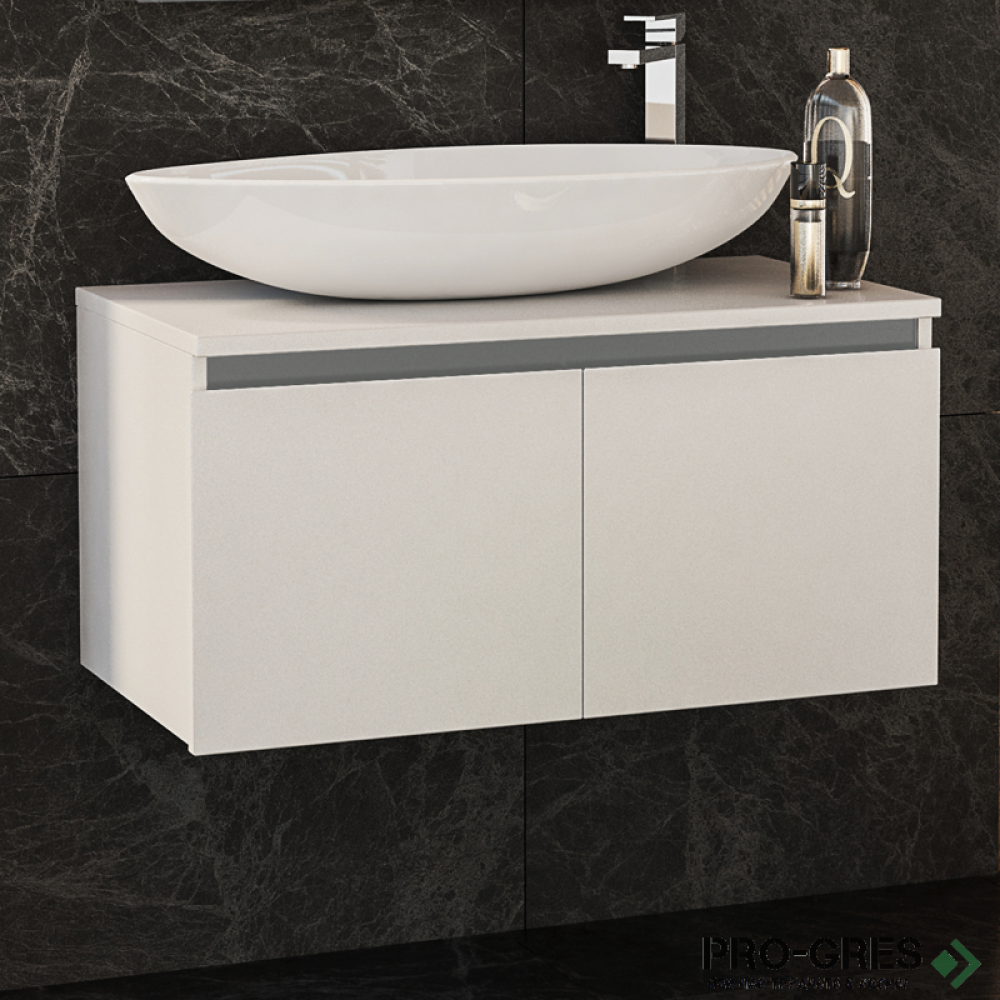 Шкаф за баня 80 см 2 вратички мивка порцелан, FLEXMEBEL, OMNIA, F802DOMN