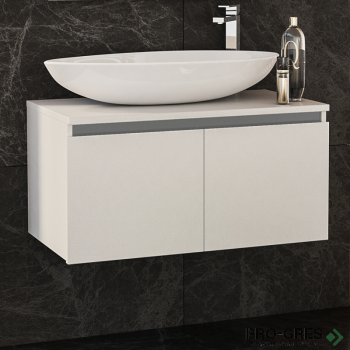 Шкаф за баня 80 см 2 вратички мивка порцелан, FLEXMEBEL, OMNIA, F802DOMN