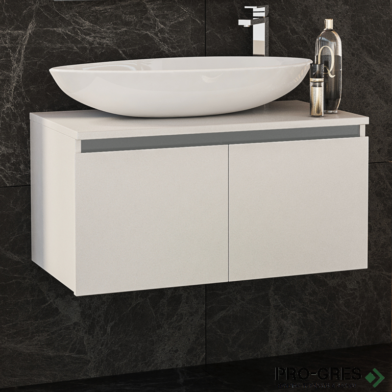 Шкаф за баня 80 см 2 вратички мивка порцелан, FLEXMEBEL, OMNIA, F802DOMN