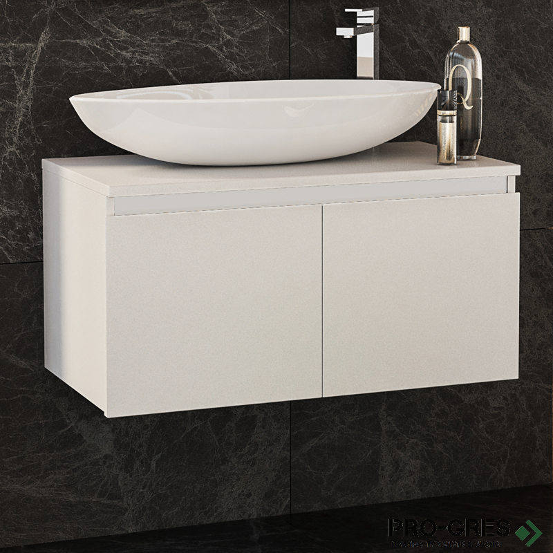 Шкаф за баня 80 см 2 вратички мивка порцелан, FLEXMEBEL, OMNIA, F802DOMN
