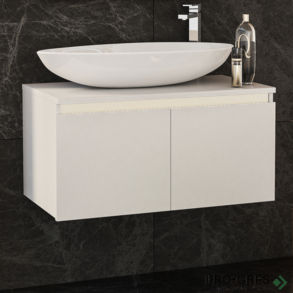 Шкаф за баня 80 см 2 вратички мивка порцелан, FLEXMEBEL, OMNIA, F802DOMN