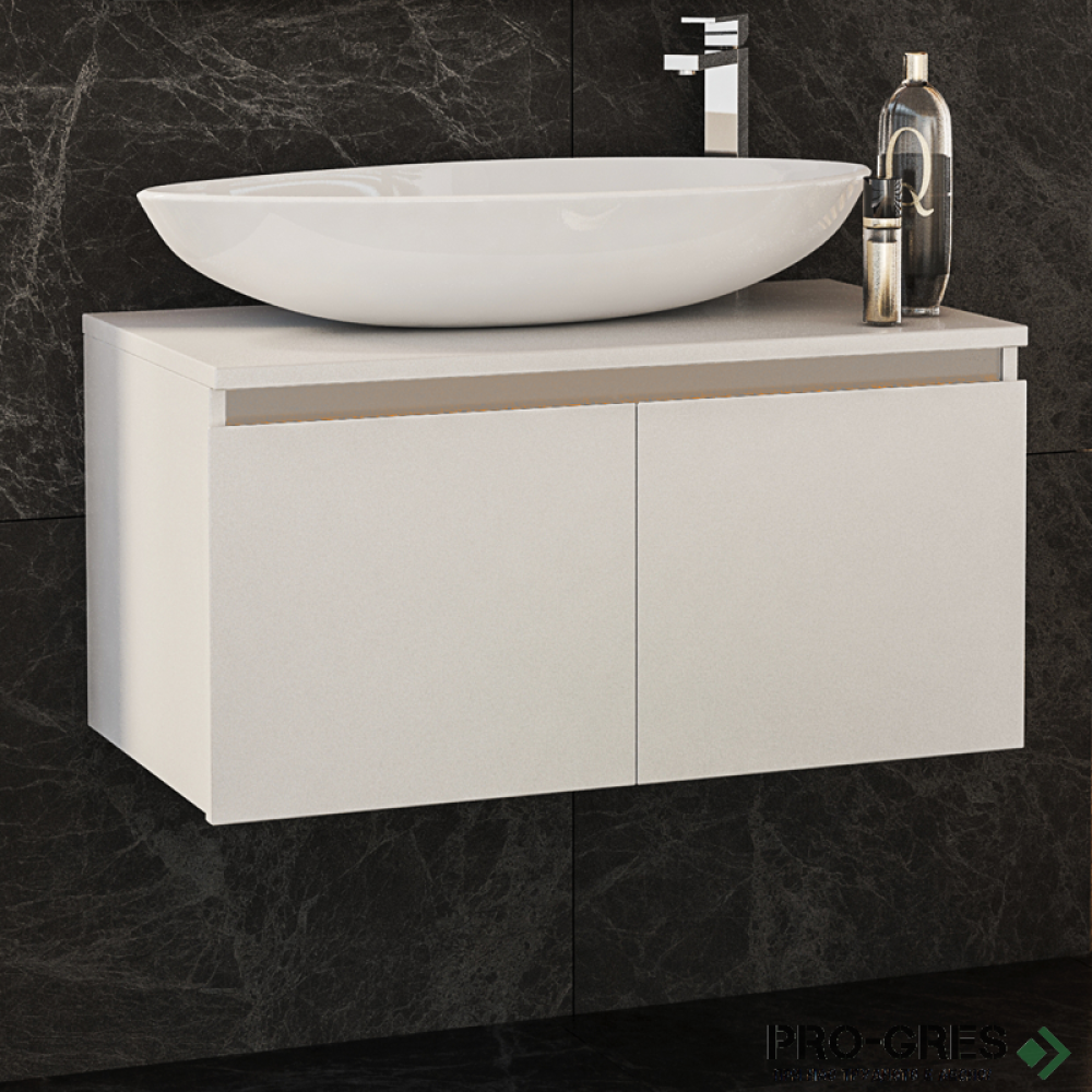Шкаф за баня 80 см 2 вратички мивка порцелан, FLEXMEBEL, OMNIA, F802DOMN