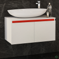 Шкаф за баня 80 см 2 вратички мивка порцелан, FLEXMEBEL, OMNIA, F802DOMN