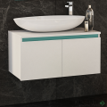 Шкаф за баня 80 см 2 вратички мивка порцелан, FLEXMEBEL, OMNIA, F802DOMN