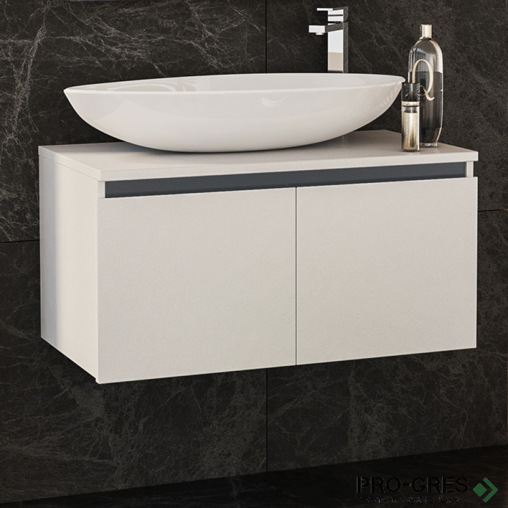 Шкаф за баня 80 см 2 вратички мивка порцелан, FLEXMEBEL, OMNIA, F802DOMN